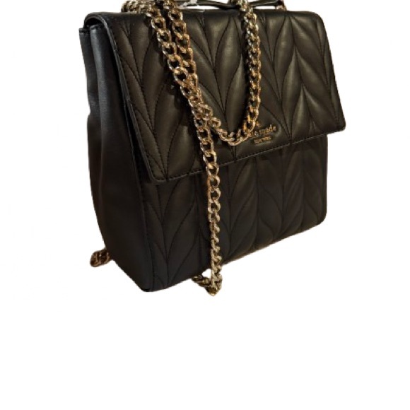 kate spade Black Quilted Crossbody/Backpack Bag with Gold Chain - Picture 2 of 5